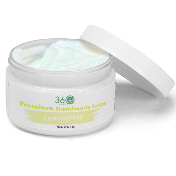360Feel Lemongrass Body Lotion - Hydrates with Coconut & Olive Oil, Plant-Based, Non-Greasy, Sensitive Skin, All Day Use