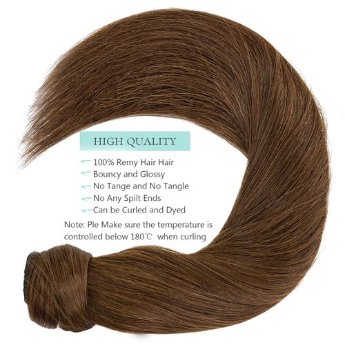Ponytail Extension Human Hair Clip in Ponytail Hair Extensions Loxxy 100% Real Human Hair #4 18 Inch 80g Chocolate Brown Ponytail Hair Pieces for Women Silky Straight