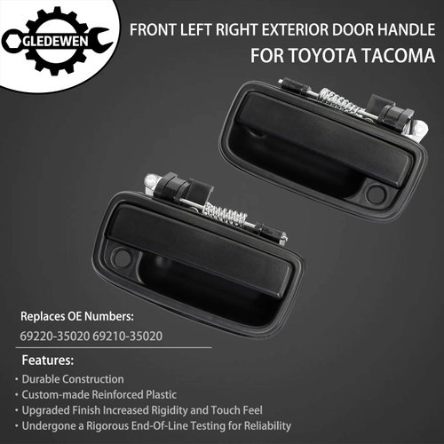 Gledewen Exterior Door Handle Front Left & Right Pair with Key Hole | Replacement for 1995-2004 Toyota Tacoma | Replaces# 69220-35020, 69210-35020