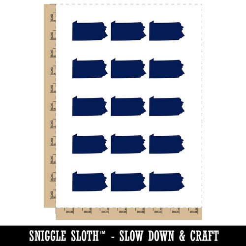 Pennsylvania State Silhouette Temporary Tattoo Water Resistant Fake Body Art Set Collection - 15 2" Tattoos (1 Sheet)