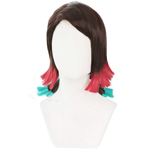 LOADREAM Enmu Gradient Synthetic Short Wave Demon Costume Wigs Halloween Cosplay Hair