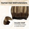 Hand Tied Weft Hair Extensions Human Hair 16 Inch Sew in Hair Extensions Real Human Hair Sew in Hair Bundles Ombre Balayage Medium Brown to Honey Blonde Human Hair Weave Bundles Sew in Hair Wefts