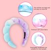 Semato Spa Headband and Wristband Set Skin Care Headband Fluffy Bow Face Wash Headband Hair Accessories Bubble Sponge Spa Headband for Women and Girls (tie dye-purple)