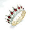 QIDIAN Bride Water Droplets Full Crown Pageant Crowns Princess Tiara Retro Round Crown Bride Hair Accessories (Red)