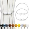 Porlau Strong Magnetic Curtain Tiebacks White 2 Pack Decorative Tie Backs Outdoor Curtain Rope Tiebacks Elegant Curtain Holdbacks for Drapes