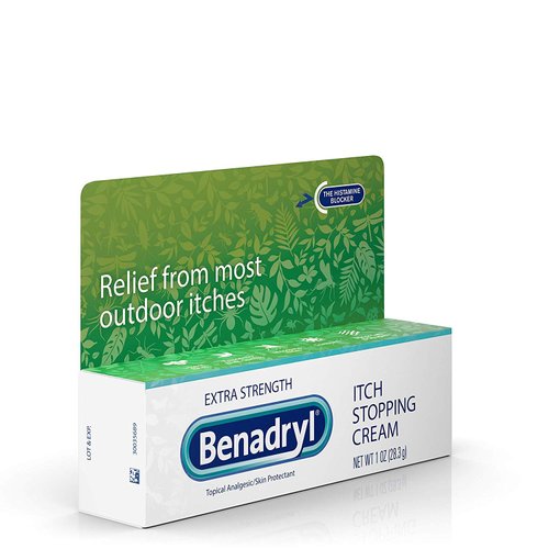 Benadryl Extra Strength Anti-Itch Relief Cream for Most Outdoor Itches, Topical Analgesic, 1 oz