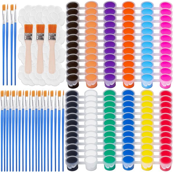 Extrapins 12 Pack Mini Paint Set,Washable Acrylic Paint Strips Set for Kids & Adults,24 Filled Paint Strips in 12 Colors,24 Brushes,12 Mixing Palettes,3 Big Brushes
