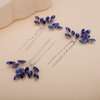 Teyglen 3pcs Bridal Crystal Hair Pins Rhinestones Hair Pieces Simple Crystal Wedding Hair Accessories Handmade Hair Pins for Women Bride Girls (Blue)