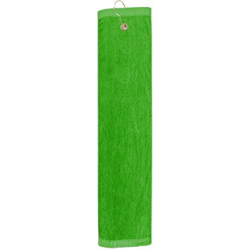 TowelSoft Premium velour golf towel with Tri-fold Hook & Grommet placement-Lime