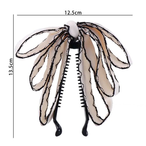 2pcs Bowknot Hair Clips for Women Girls, Chiffon Ribbon Bow Hair Clips Ponytail Holders Banana Clips Hair Accessories Birthday Christmas Gifts