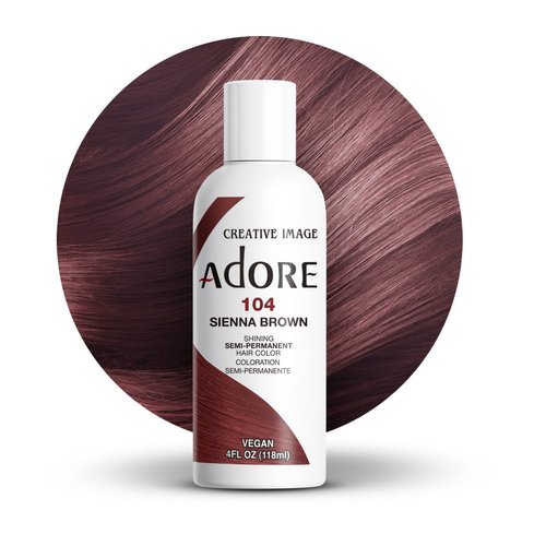 Adore Semi Permanent Hair Color - Vegan and Cruelty-Free Brown Hair Dye - 4 Fl Oz - 104 Sienna Brown (Pack of 1)