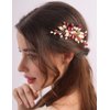 BERYUAN Pearls Red Crystal Leaves Hair Clips Crystal Rhinestone Pearls Hairpiece Wedding Leaves Rhinestone Pearls Comb Clips Wedding Bridal Hair Clips for Wedding Women Girls (red)