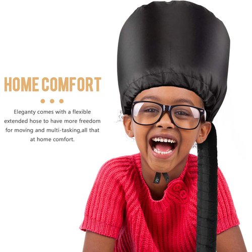 AIQIBAO Hair Dryer Bonnet, Portable Household Hair Dryer Cap Professional Salon Hooded Adjustable Upgraded Soft Deep Conditioning Hair Drying Styling Heat Cap (BLACK)