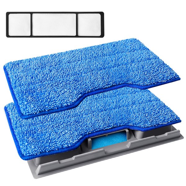 KEEPOW Reusable Vacmop Replacement Pads Compatible with Shark Vac Mop VM252 VM200 VC205 VM250 VM190 VM200P12, Vacuum Mop Pads Refills for Hardwood Floor with Upgraded Dirt Chamber, Blue, 2+1+1 Pack