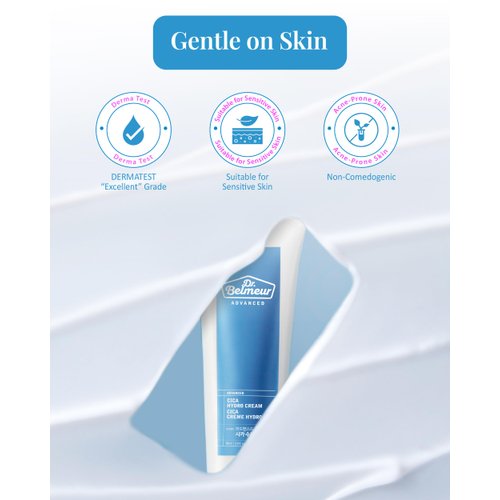 DR. BELMEUR Advanced Cica Hydro Cream (2fl oz) - Soothing, Barrier-Strengthening Face Moisturizer for Sensitive Skin. Korean Skin Care. Centella Asiatica, Hyaluronic Acid.