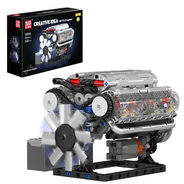 Mould King Visible V-8 Engine Building Blocks V8 Motor Model Building Toys, V8 Combustion Engine Building Sets, Creative STEM Toys Engine Building Kit for Adults Kids 14+(535PCS)