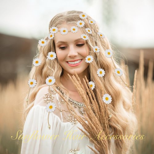 Flower Crown,Flower Headband,Hippie Accessories,Sunflower Headpiece,Sunflower Headband,Hippie Costume Accessories,Hippie Flower Headband,Sunflower Gifts,70s Accessories Women,Thanksgiving Headband