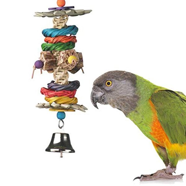 Super Bird Creations SB1097 Jungle Stick Bird Toy - Natural Wood & Vine Bird Chew Toy for Ringnecks Medium Conures Parrots - Encourages Exploration & Chewing Instincts - Medium Bird Size, 11.5" x 3"