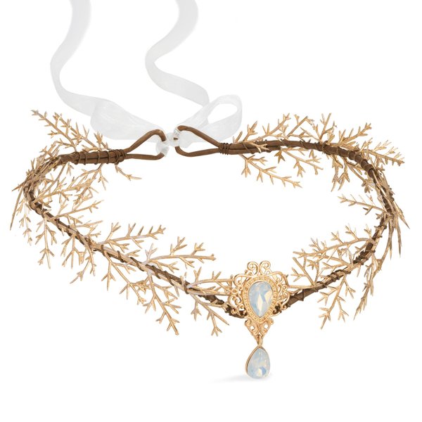 SWEETV Handmade Fairy Flower Crown Elf Floral Headpiece Forest Headband Elven Circlet Woodland tiara Costume Jewelry for Women Girls Wedding Cosplay Party Halloween