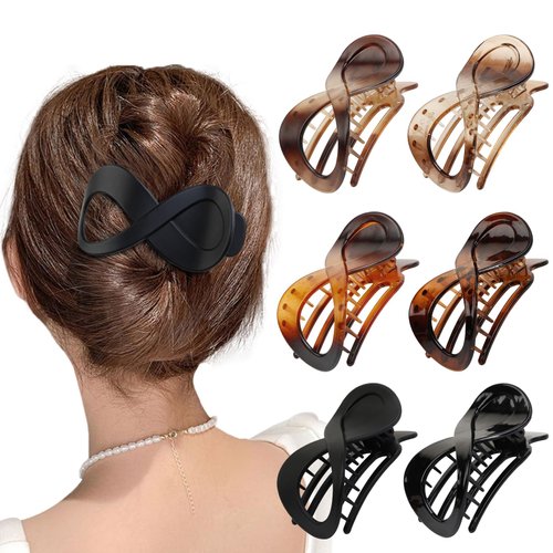 TEBIEKOY French Concord Hair Clips for Women 6pcs Flat Hair Claw Clips 3.35 Inch Alligator Hair Clips for Thick Hair Strong Hold Banana Barrettes Hair Clamps Jaw Clips for Girls