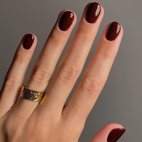 Extra Short Fake Nails Square Wine Red Press on Nails Petite Solid Color Acrylic Nails Fall Short False Nails with Designs Artificial Stick on Nails for Women Girls DIY Manicure Decorations