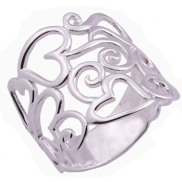 Lovely Heart Lovely 925 White Sterling Silver Ring Size.US=12 UK=X