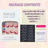 OHWODA Independence Day Press on Nails Square 4th of July Short Fake Nails Blue Red Patriotic False Nail Tips American Day Nails Designs Short Nails Press ons 24Pcs (style8)