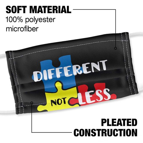 Popfunk Different Not Less Autism Puzzle Pieces 1-Ply Reusable Face Mask Covering with Adjustable Nose Wire, Unisex