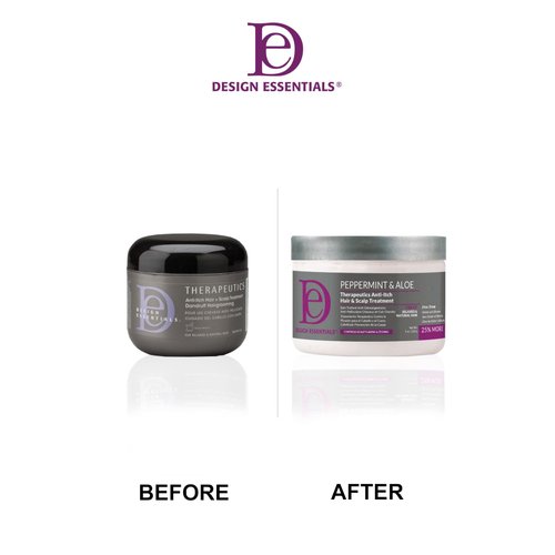Design Essentials Peppermint & Aloe Therapeutics Anti-Itch Hair + Scalp Treatment Dandruff Hairgrooming, 5 Fl Oz., White