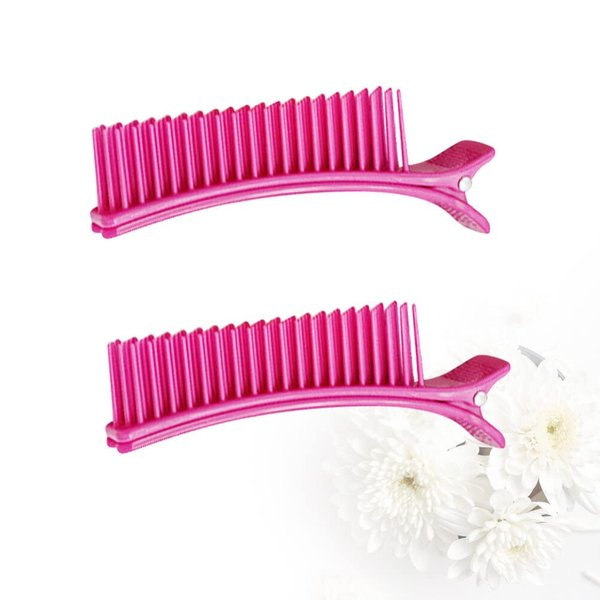 Salon Hair Clips 2pcs Professional Hair Clips for Styling Sectioning salon clip with comb Hairdressing Clips (Big Size Pink) Alligator Curl Clips