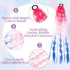 Long Braided Bubble Colored Hair Extensions, 25 Inches Bubble Kinky Rave Straight Ombre Lantern Braid Extension with Hair Tie Hairpieces for Girls Daily Wear