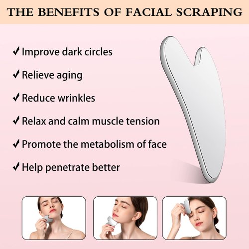 Gua Sha Facial Tools Stainless Steel: Gua Sha Massage Tool for Face as a Nice Face Massager or Skin Care Tool Gift with Travel Pouch