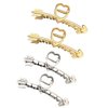4 Pack Gold Hair Claw-Non-Slip Hair Catch Barrette Clamp, For Women Thick Hair,Metal Cross Hair Clips For Christmas Gifts For Women