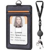 Leather Badge Holder and Adjustable Retractable Lanyards, Quick Release Buckle and Safety Breakaway Lanyards with Swivel Metal Clasp for Offices, Staff, Students, Employees
