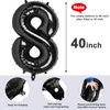 40 Inch Number 8 Balloon, Giant Black 8 18 28 80 Birthday Balloons for Men Boys, 8th Birthday Decorations Party Supplies, Wedding Anniversary, Graduations