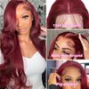 Burgundy 13x4 Lace Front Wigs Human Hair Body Wave Glueless Wine Red 99j Colored Pre Plucked with Baby Hair 180% Density HD Transparent Lace Frontal Wigs for Women (30", Burgundy)