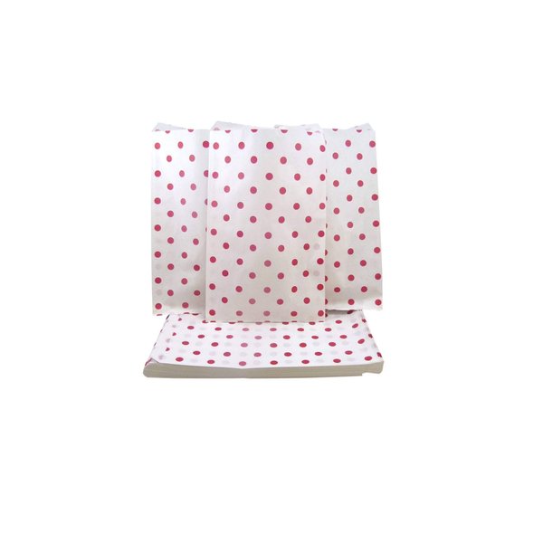 CuteBox Flat Paper Red Polka Dot White Gift Bags (5" x 7") for Merchandise, Crafts, Party Favors, Retail, Handmade Goods, Arts and Crafts, Outdoor Events, Holidays, Weddings 300pc