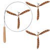 Lystaii Cat Wand Toys, Interactive Cat Feather Toys with 3 Feather Refills with Bell Steel Wire Cat Toy for Indoor Cats Wood Handle Cat Teaser String Toy Feather Propeller for Kitten (Piebald)