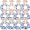New Smooth linen Satin Bridesmaid Scrunchies 12 pack Proposal Gifts Elastics Hair Ties Scrunchies Bachelorette Party Favors Satin Bridesmaid Gift for Bridal Wedding Parties guests (White & Fresh Blue)