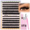 Fluffy Lash Clusters Kit Thick Eyelash Clusters Individual Wispy Volume Lash Extension Kit 10-20MM Cluster Eyelash Extensions with Lash Glue Bond and Seal Tweezers (70D+80D) by Newcally