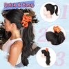 BUPPLER Ponytail Extension with Scrunchies Ponytail Wig Claw Clip in Fake Ponytail Hair Extensions Synthetic High/Low Pony Tail Hair Piece for Women (Orange Scrunchie Blonde to Highlights Wavy)