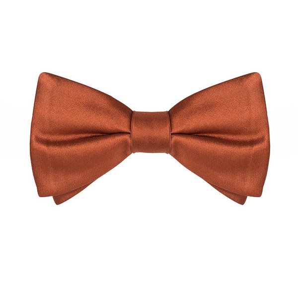 KissTies Pre-Tied Bow Tie Classic Solid Satin Tuxedo Bowties, Rust