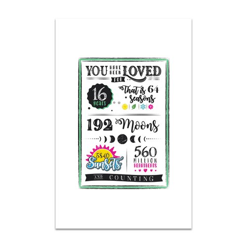 L&O Goods You Have Been Loved for 16 Years Posters | Sweet 16, Happy Birthday Cards, Party Decor, Guest Book Alternatives | Signing Board For Party | 11x17 | Unframed