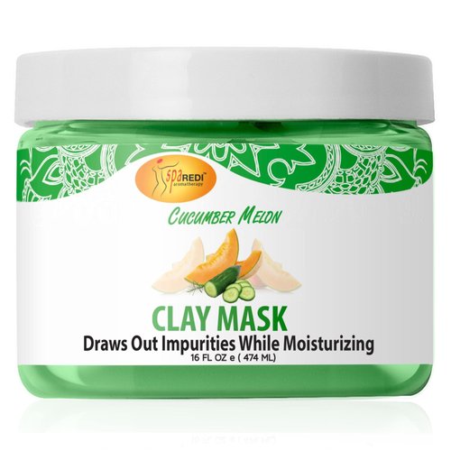SPA REDI - Clay Mask, Cucumber and Melon, 16 Oz - Pedicure and Body Deep Cleansing, Skin Pore Purifying, Detoxifying and Hydrating