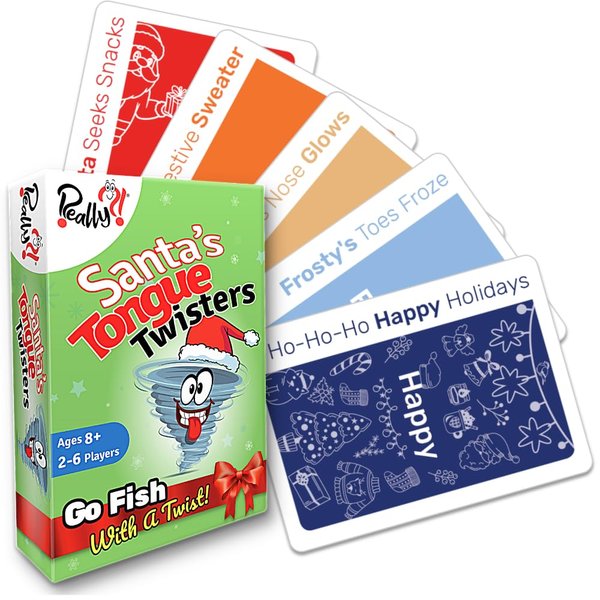 Really?! Santa’s Tongue Twisters Card Game, Christmas Games for Families, Fun Stocking Stuffer Idea, Holiday Party Game for Kids and Adults, Educational Gifts Under 10 Dollars