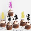 Ercadio 24Pcs Halloween Witch Cupcake Toppers Glitter Colorful Witch Cupcake Picks for Halloween Theme Baby shower Kids Birthday Party Supplies