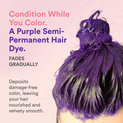 INH Semi Permanent Hair Color Amethyst, Color Depositing Conditioner, Temporary Hair Dye, Tint Conditioning Hair Mask, Safe, Purple Hair Dye - 6oz