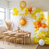 Sun Balloons, 12 inch Yellow Orange White Latex Balloons Boho Rainbow Sunrise Printed Latex Balloons Half Sun Sunshine Balloons for Sun Party Birthday Baby Shower Decoration Supplies
