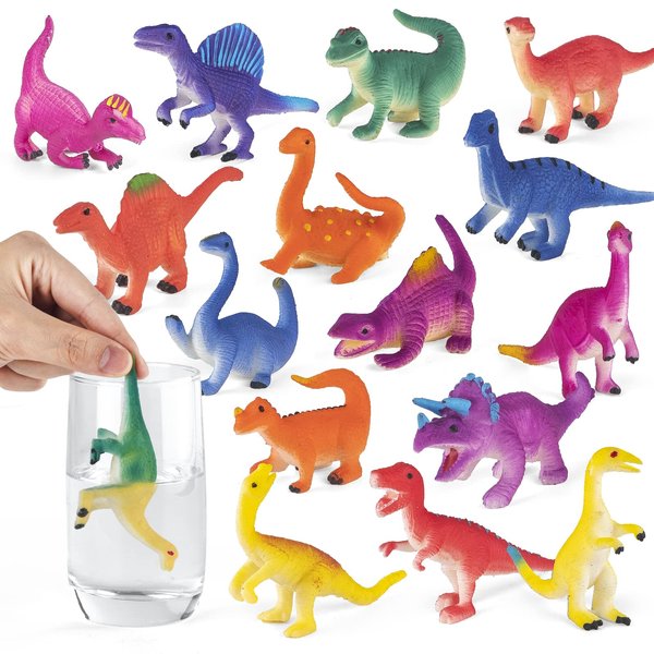 Hayuyuxo Color Changing Dinosaur Toys,15 Pieces Changing Color Dinosaur Set,Mold Free Bath Toys,Great Gift for Kids Boys and Girls,for Easter Egg Fillers,Goodie Bags Fillers,Themed Party