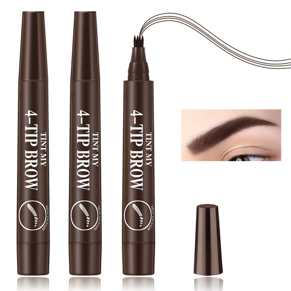 3P Eyebrow Tattoo Pen,Eyebrow Pencil Waterproof Eyebrow Microblading Brow Pen,Brow Pencil,Long Lasting Eyebrow Makeup,Creates Natural Looking Perfect Brows （Dark Brown）